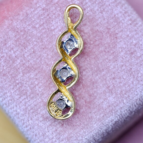 10KY Gold 3 Diamond Drop Pendant Triple Infinity - Picture 3 of 8